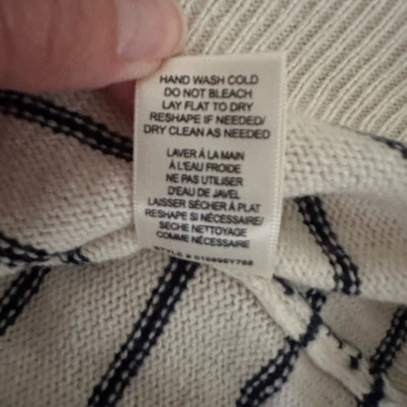 Rebecca Taylor Cream and Black Striped Sweater wool blend size Large - Picture 7 of 8